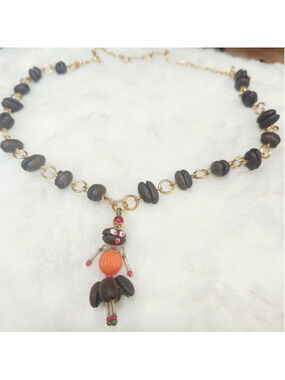 Coffee bean Dancing Lady Necklace Handmade jewelry